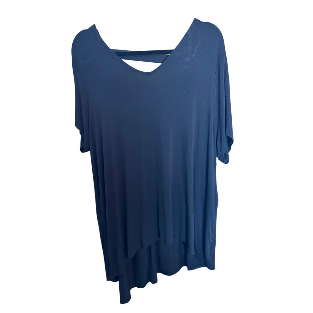 Lisa Rinna Collection Black Layered Tunic Top 1X Asymmetrical Chiffon Plus Size